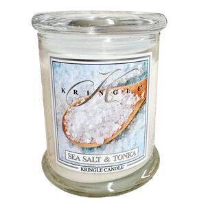 Kringle Candle Sea Salt & Tonka Soy Wax 2 Wick Medium Size 14.5 Oz Candle.